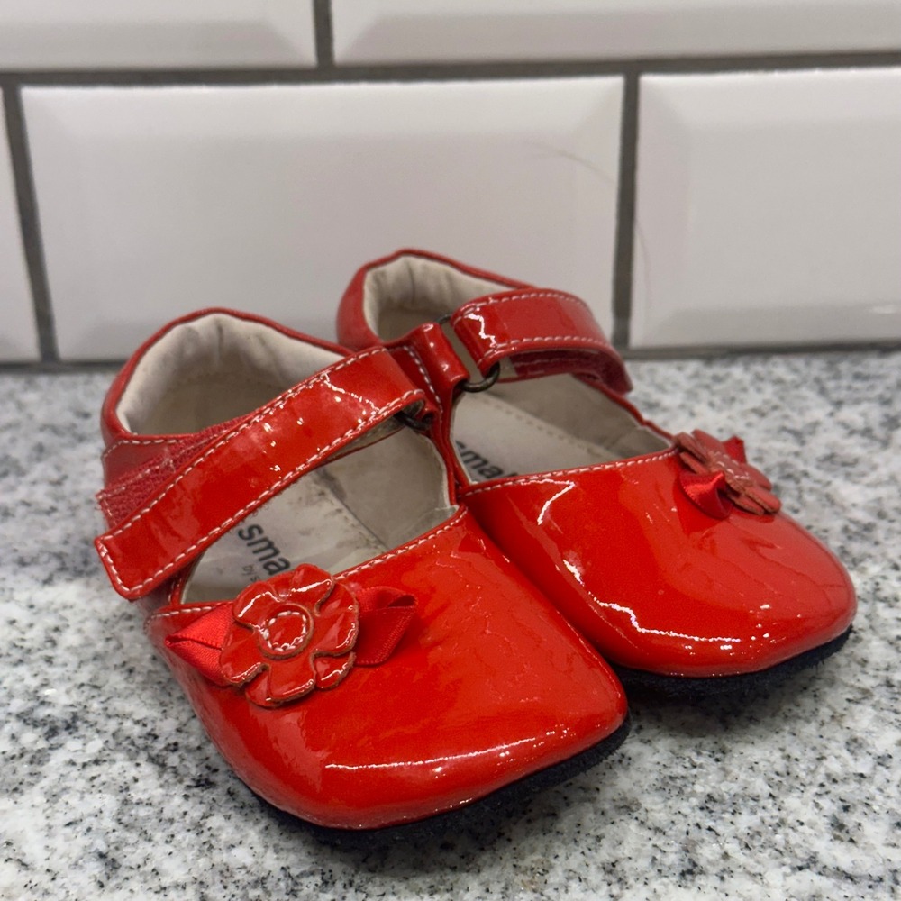 See Kai Run Smaller Red Patent Leather Flower Mary Jane Baby Toddler Shoes 12-18